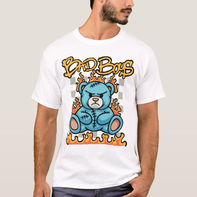 T-shirt Teddy Bear with Flames streetwear (Devant)