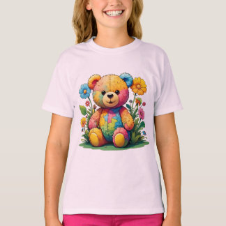 T-shirt Teddy_design.no.3- par Maaya Prints, Kids Pink
