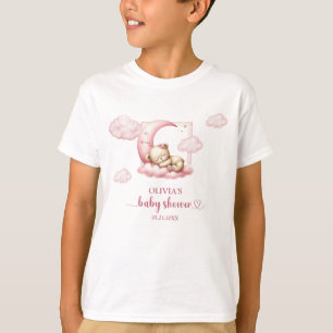 T-shirt Teddy ourson nuage neuf fille rose baby shower