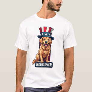 T-shirt Tee à colonne de blason de Golden Retriever patrio