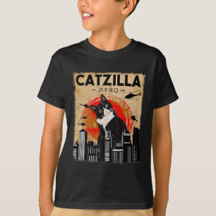 T-shirt Tee Catzilla vintage - Drôle Tuxedo Chat Et Kitten