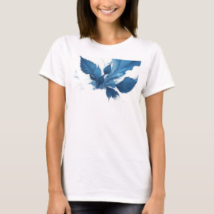 T-shirt Tee Cool Navy Abstraits Feuilles Tendance