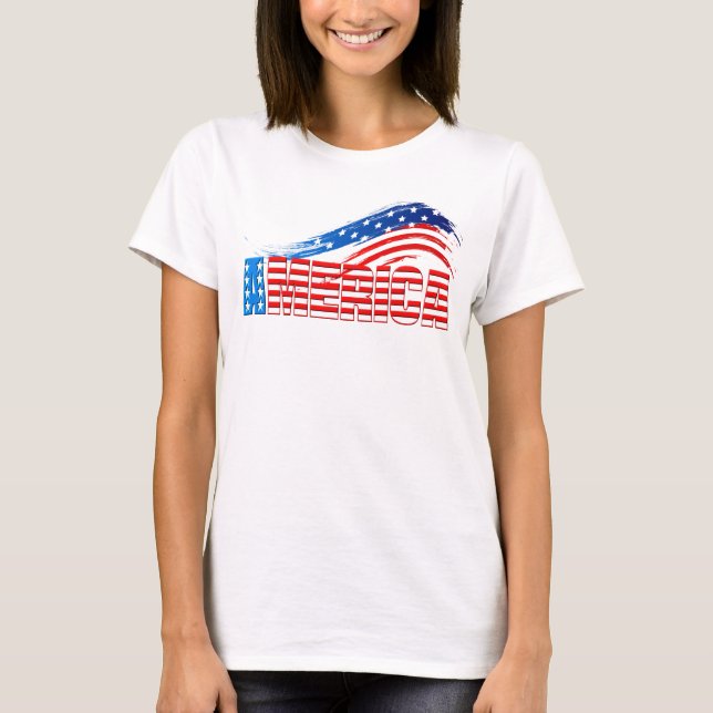 T-shirt Tee de base pour femmes - AMERICA in Stars Stripes (Devant)