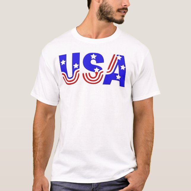 T-shirt Tee de base pour hommes - USA en Stars & Stripes (Devant)
