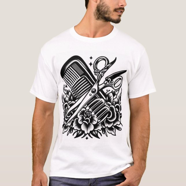 T-shirt Tee de tatouage Flash classique en barbre (Devant)