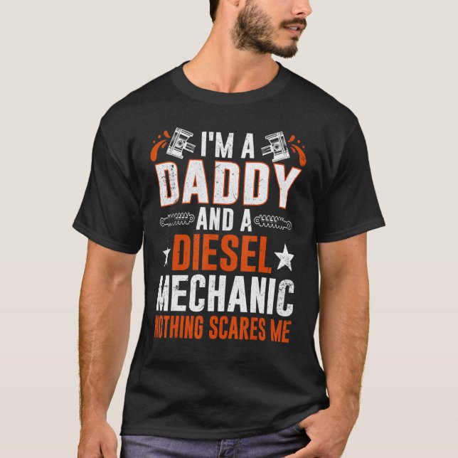 T-shirt Tee For Men Father's Day Diesel Mechanic Daddy (Devant)