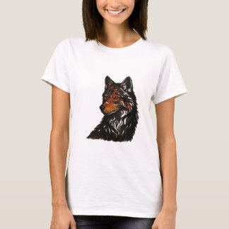 T-shirt tee graphique femme moderne d'un loup rusé
