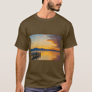 T-shirt Tee Lac de coucher de soleil & Calme de montagne