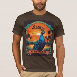 T-shirt Tee Peacock Sunset vintage - "Glad, No Problem" Gr