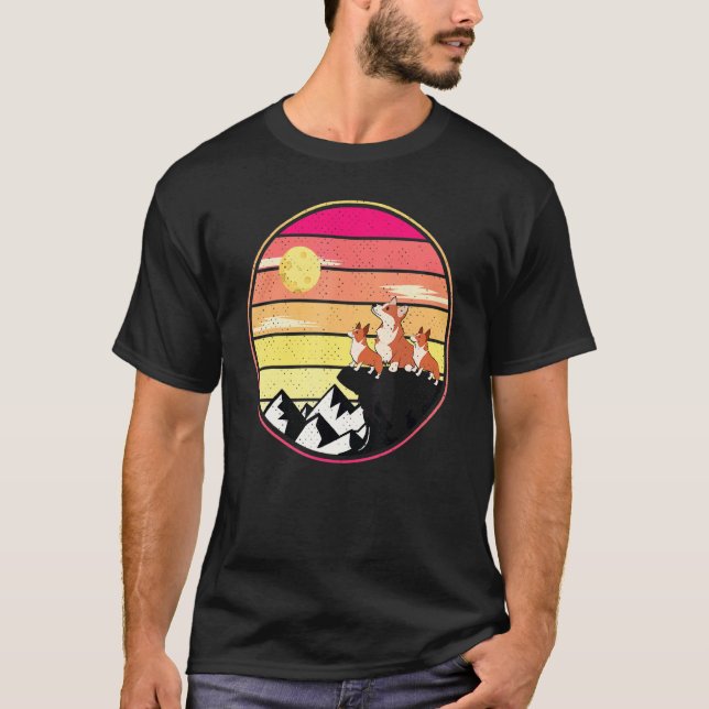 T-shirt Tee pour amateur de chien Corgi Drôle Trois Corgi  (Devant)