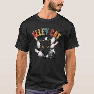T-shirt Tee rétro bowling Cat de bowling vintage-Alley