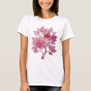 T-shirt Tee-shirt artistique argenté PINK LEAF TREE Slogan