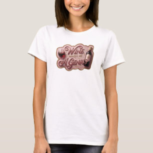 T-shirt Tee-shirt artistique or en or "LE VIN ME REND GÉNI
