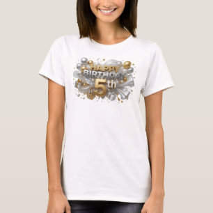 T-shirt Tee-shirt artistique orange JOYEUX ANNIVERSAIRE 5È