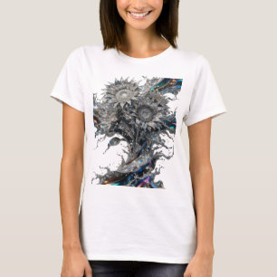 T-shirt Tee-shirt avec déclaration d'art abstrait argenté