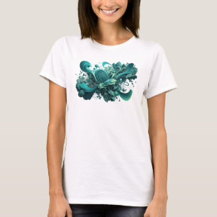 T-shirt Tee-shirt avec déclaration d'art abstrait sarcelle