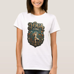 T-shirt Tee-shirt Cool Gold YOGA TIME Slogan