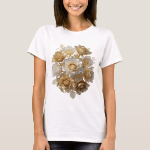 T-shirt Tee-shirt Cool Silver GOLDEN ROSES