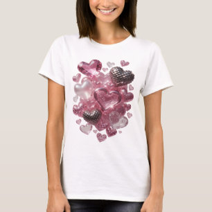 T-shirt Tee-shirt Crisp Silver HEARTS AND DIAMONDS Slogan