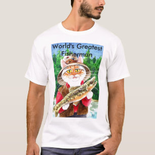 T-shirt Tee - shirt de chat de pêcheur
