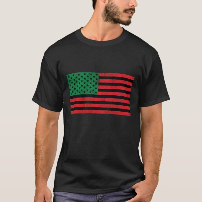 T-shirt Tee - shirt de drapeau d'Afro-américain (Devant)
