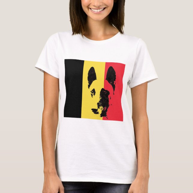 T-shirt Tee - shirt de drapeau de Malinois de Belge (Devant)