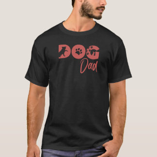 T-shirt Tee-shirt Dog Dad - Silhouette de chien rouge rétr