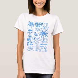 T-shirt Tee-shirt Doodles d'ambiance de plage