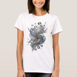 T-shirt Tee-shirt graphique à spirale d'eau argentée gras