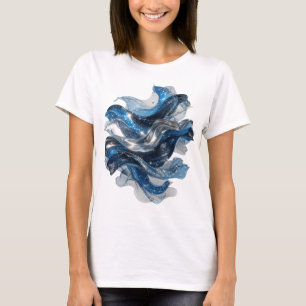 T-shirt Tee-shirt graphique avec vague d'eau argentée accr