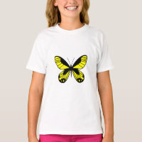 Tee-shirt graphique papillon jaune fantaisiste pou