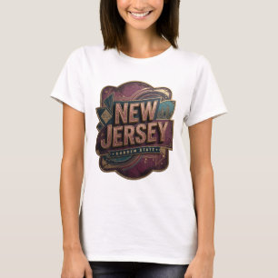 T-shirt Tee-shirt Moderne Rose NEW JERSEY GARDEN STATE Slo