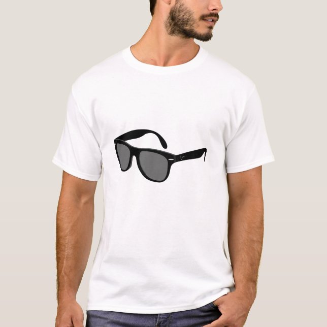 T-shirt Tee - shirt noir de lunettes de soleil (Devant)