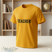 TEE-shirt pour hommes avec texte TEACHER en or