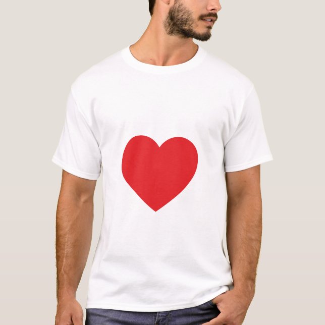 T-shirt Tee - shirt rouge simple d'adulte de coeur (Devant)