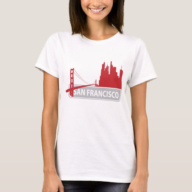 T-shirt Tee - shirt Skyline de San Francisco Golden Gate B (Devant)