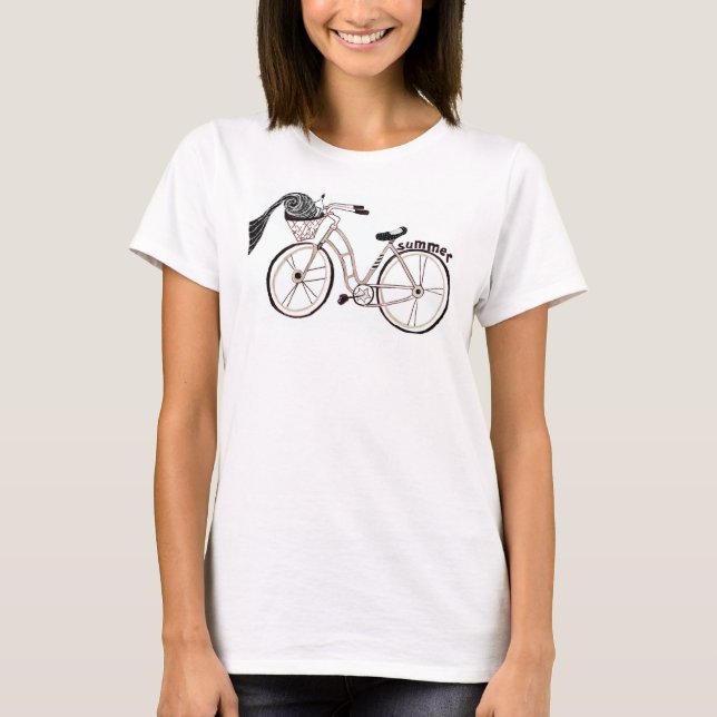 T-shirt tee - shirt "Vélo à la plage 4" (Devant)