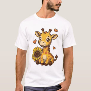 T-shirt Tee-shirt vintage gravure bébé girafe mignon solei