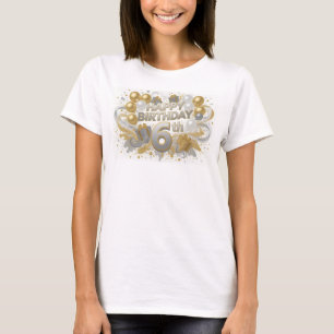 T-shirt Tee vibrant orange JOYEUX ANNIVERSAIRE 6ÈME Statem