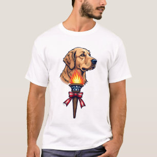T-shirt Tee vintage torche Retriever doré patriotique 2