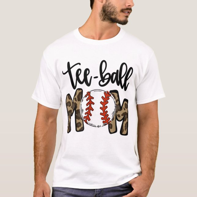 T-shirt Teeball Maman Leopard Maman Funny Ball Maman Mère  (Devant)