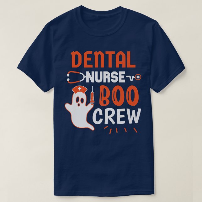 T-shirt Teeth Fantôme Citrouille sorcier mignon Dental Hal (Design devant)