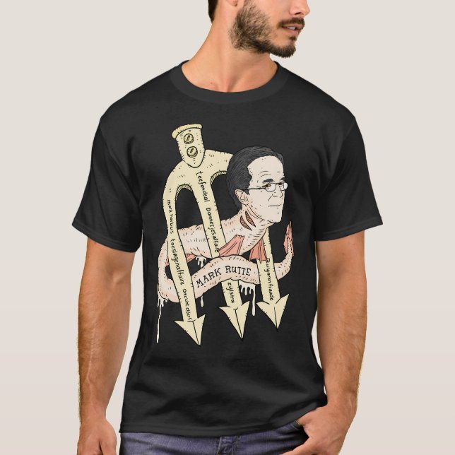 T-shirt Teflon Mark Rutte. Le serpent Vvd Hollandais. (Devant)