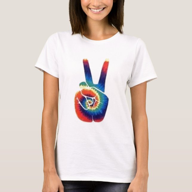 T-shirt Teignez en nouant le dessus de signe de paix (Devant)