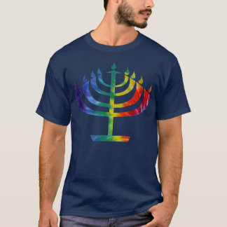 T-shirt Teint coloré Dye Chanukah Hanoukka Menorah 