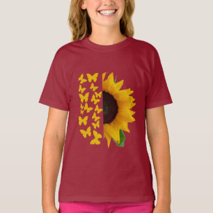 T-shirt Teinte tournesol et papillon