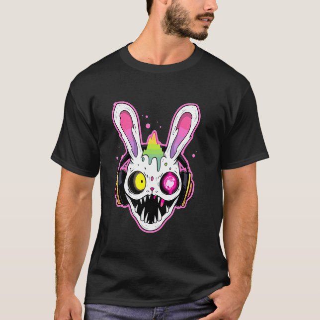 T-shirt Tekk Drum et Bass DJ Rabbit Trippy EDM Rave (Devant)