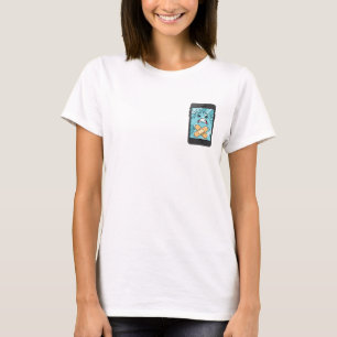 T-shirt Téléphone intelligent fissuré triste avec des pans