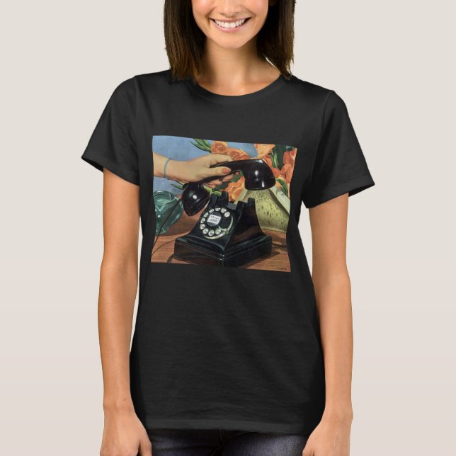 T-shirt Téléphone rétro avec cadran Rotary, affaires Vinta (Devant)