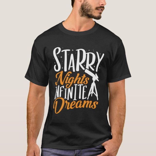 T-shirt Télescope Starry Nights Infinite Dreams Astronomie (Devant)